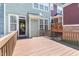 Large wooden deck leading to an open door, offering indoor-outdoor living at 412 Heritage Village Ln, Apex, NC 27502