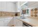 Cozy kitchen with white cabinets, granite countertops, stainless steel appliances, and decorative backsplash at 821 Woodburn Rd, Raleigh, NC 27605