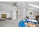 Neutral bonus room offering vaulted ceilings, a window seat, and recessed lighting at 8909 Tara Hill Ln, Wake Forest, NC 27587