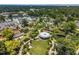 Overhead view of lush park with event spaces, green space and walking paths near modern townhomes at 1017 Frank Page Dr, Cary, NC 27511