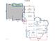 Detailed first floor plan with room dimensions, including a three-car garage, kitchen, and living room at 104 Shady Ridge Ct, Apex, NC 27502