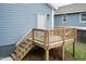 Rear deck with wooden railing and steps down to the yard, door to the house at 1318 N Alston Ave, Durham, NC 27701