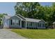 Well-maintained home featuring blue siding, black shutters, and a neatly landscaped lawn at 169 Forest Dr, Graham, NC 27253