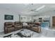 Spacious living area featuring a large sectional sofa, skylights, and an open layout at 169 Forest Dr, Graham, NC 27253