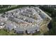 Aerial view showcasing the neighborhood's layout, featuring well-maintained landscaping and consistent architectural design at 209 Timber Forest Ln, Cary, NC 27519