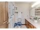 Bathroom featuring a single sink vanity, toilet, and an accessible walk-in bathtub at 2642 Holly Springs Church Rd, Broadway, NC 27505