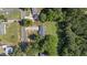 Property aerial view showing the house, surrounding greenery, and neighborhood layout at 282 Cooke Rd, Louisburg, NC 27549