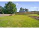 The large green backyard features a newly-installed wooden privacy fence at 414 Craven St, Durham, NC 27704