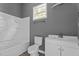This bathroom includes modern fixtures, a shower-tub combo, and a new vanity at 508 Buena Vista Ave, Rocky Mount, NC 27801