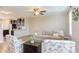Open-concept layout features hardwood flooring, neutral walls, and a seamless transition to the kitchen at 5908 Giddings St, Raleigh, NC 27616