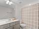 Bathroom featuring a vanity, toilet, and shower with striped curtain at 74 Permit Ct, Chapel Hill, NC 27517