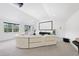 Inviting game room with large sectional sofa and movie screen at 7545 Hasentree Club Dr, Wake Forest, NC 27587