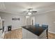 Bright kitchen features an island with seating and a black countertop at 9801 Honeycutt Rd, Raleigh, NC 27614