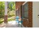 Cozy porch featuring a small table and chairs, perfect for enjoying a morning coffee at 9801 Honeycutt Rd, Raleigh, NC 27614