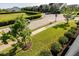 Overhead view of corner street in the neighborhood lined with manicured lawns and sidewalks at 1041 Pemberly Ave, Morrisville, NC 27560