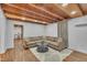 Relaxing living area with a wooden ceiling, comfortable seating, and natural light at 141 S Broad E St, Angier, NC 27501