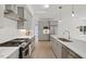Modern kitchen with stainless steel appliances, light gray cabinets, and a white subway tile backsplash at 2225 Millbank Village Ct # 101, Raleigh, NC 27610