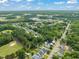 Aerial view of the neighborhood showcasing lush greenery, nearby commercial areas, and a well-connected road network at 225 East End Ave, Durham, NC 27703