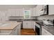 Close-up of the modern kitchen, showcasing granite countertops and stainless appliances at 225 East End Ave, Durham, NC 27703