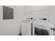Well-equipped laundry room featuring modern washer and dryer units, and wire shelving at 225 East End Ave, Durham, NC 27703