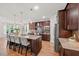 Gourmet kitchen boasts a large island with seating, granite counters, and stainless steel appliances at 2256 Toad Hollow Trl, Apex, NC 27502