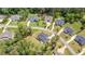 Overhead shot of luxury homes with private yards in a leafy neighborhood with swimming pools at 2328 Sanctuary Dr, Raleigh, NC 27606