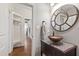Stylish half-bathroom with patterned tile counter and decorative copper vessel sink at 2661 Silver Bend Dr, Apex, NC 27539
