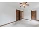 Cozy bedroom featuring a ceiling fan and closet space, ready for personal touches and relaxation at 2708 Halfhitch Trl, Raleigh, NC 27615