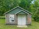 Outdoor shed with double doors and a 'Do Not Enter' sign at 2815 Orange Grove Rd, Hillsborough, NC 27278