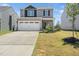 Charming two-story home with a two-car garage, stone accents, and a well-maintained front lawn at 304 Azalea Gaze Dr, Youngsville, NC 27596
