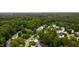 Panoramic aerial shot showcasing a serene residential community surrounded by mature trees and lush greenery at 3908 Sterling Ridge Ln, Durham, NC 27707