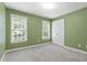 Inviting bedroom with green walls, plush carpet and natural light from the windows, creating a peaceful retreat at 3908 Sterling Ridge Ln, Durham, NC 27707