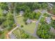 Expansive aerial showing home's lovely placement on lush green lot with mature trees in established neighborhood at 3912 Kildrummy Dr, Durham, NC 27705