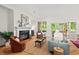 Elegant living room featuring a fireplace and plenty of seating at 3912 Kildrummy Dr, Durham, NC 27705