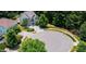 Aerial shot of home featuring professional landscaping and neighborhood cul-de-sac at 407 Elm Farm Pl, Morrisville, NC 27560