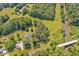 Panoramic aerial view of property with lush greenery, a house, and a winding river at 4702 Pleasant Green Rd, Durham, NC 27705