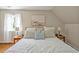 Inviting bedroom showcasing hardwood floors, a serene painting, and bedside tables at 4702 Pleasant Green Rd, Durham, NC 27705