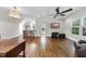 Bonus room with hardwood floors and office area, wet bar and flat screen TV at 504 Yarmouth Rd, Raleigh, NC 27608