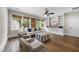 Bright living room with natural light, built-in shelves, and comfortable seating makes a perfect gathering spot at 504 Yarmouth Rd, Raleigh, NC 27608