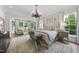 Serene main bedroom with large windows, a seating area, and a chandelier at 504 Yarmouth Rd, Raleigh, NC 27608