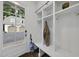 Mudroom with cubbies and bench, convenient access to the garage at 504 Yarmouth Rd, Raleigh, NC 27608