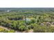 Expansive aerial view showcasing lakefront properties and lush green surroundings, creating a serene environment at 5216 Sunset Fairways Dr, Holly Springs, NC 27540