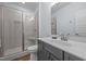Modern bathroom with a glass door shower, vanity, and sink at 5300 Langdon Dr, Oxford, NC 27565