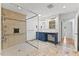 Bright bathroom features a walk-in shower and double sink vanity at 5328 Trackway Dr, Knightdale, NC 27545