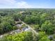 Overhead view of homes surrounded by dense trees and lush landscape at 622 Sunset Ave, Apex, NC 27502