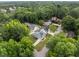Aerial view of houses nestled in a lush, green neighborhood at 622 Sunset Ave, Apex, NC 27502