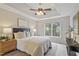 Main bedroom offering a ceiling fan and a sunny window creating a comfortable retreat at 8912 Erinsbrook Dr, Raleigh, NC 27617