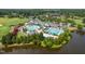 Overhead view of the community pool and recreation area by the lake and golf course at 101 Deerwalk Ct, Cary, NC 27513