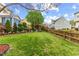 Well-maintained backyard with green lawn, privacy fence, and mature landscaping, great for outdoor activities at 1012 Delta River Way, Knightdale, NC 27545