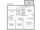 Floor plan depicts the layout of the bedrooms, bathrooms, kitchen, and living room at 1204 Pecan Pl, Durham, NC 27704